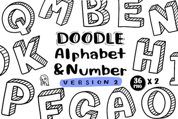 Preview of Doodle Alphabet & Number, Outline, fonts, Text, Elementary School