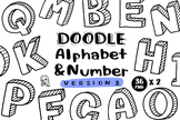 Doodle Alphabet & Number, Outline, fonts, Text, Elementary School