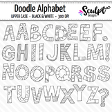 Doodle Alphabet ~ Upper Case ~ B&W