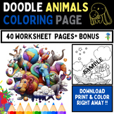 Doodle Animals Coloring Pages - 40 Challenges - 300 DPI - 