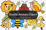 Doodle Animals Illustration Set - Funny Animals Clip Art Set