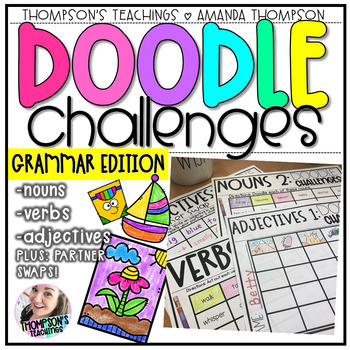 Preview of Noun, Verb, Adjective Practice | Doodle Challenges