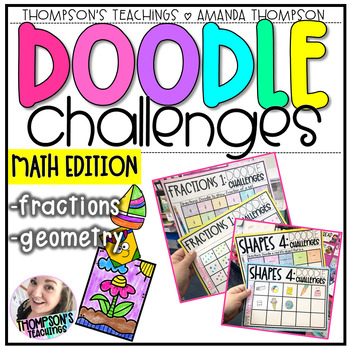 Preview of Fractions and Geometry Practice | Math Doodle Challenges