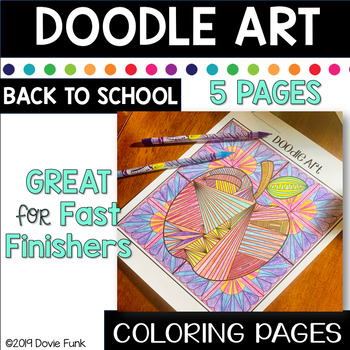 Doodle Art Worksheets BACK TO SCHOOL by Dovie Funk | TpT
