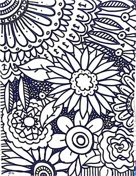 Preview of Doodle Art flower color sheet