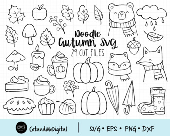 Preview of Doodle Autumn Fall Svg Outline Art Element Clipart