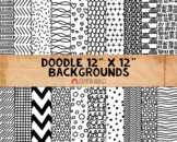 Doodle Backgrounds - Hand Doodled Patterns - Black & White