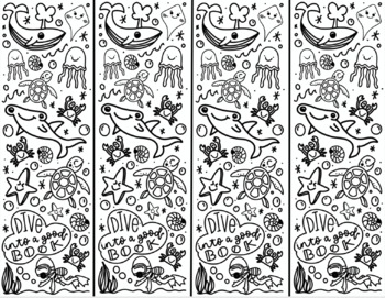 Set of three coloring bookmarks in black and white. Doodles