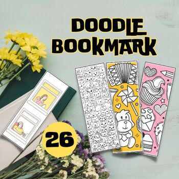 Preview of Free Doodle Bookmark, bookmarks to color , Doodle Bookmark Bundle