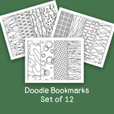 Doodle Bookmarks PDF Printable Coloring Page Set of 12