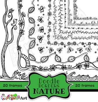 Preview of Doodle Borders - Hand Drawn Nature Clip Art Page Decorations