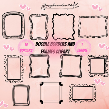 Preview of Doodle Borders and Frames Clipart for Commercial