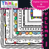 Digital Doodle Borders and Frames, black and white, color