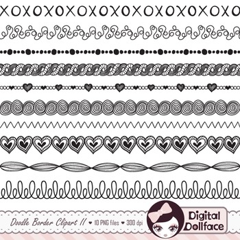 Doodle Borders: black and white border clipart by Digital Dollface