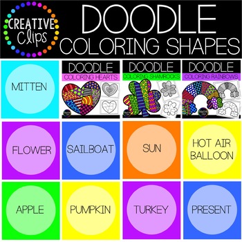 Preview of Doodle COLORING Shapes BUNDLE {Made by Creative Clips Clipart}