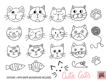 cats clipart black and white