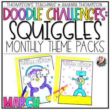 Preview of Doodle Challenge Think Outside the Box Squiggle Drawings | NO PREP PRINTABLES
