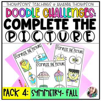 Preview of Doodle Challenges COMPLETE THE PICTURE  | Symmetry | FALL and Halloween