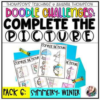 Preview of Doodle Challenges COMPLETE THE PICTURE  | Symmetry | Winter and Christmas