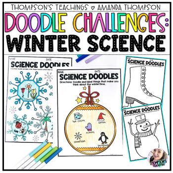 Preview of Doodle Challenges WINTER SCIENCE  | No Prep Printables