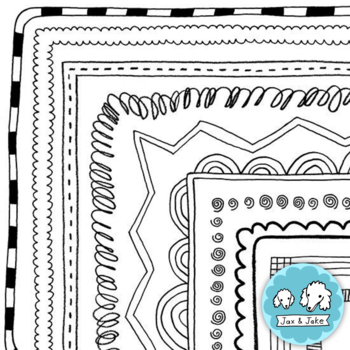 Preview of Doodle Clipart Borders, Black and White Page Border Clip Art Frames