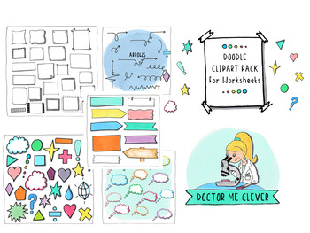 Preview of Doodle Clipart Pack for Decorating Worksheets/Flashcards