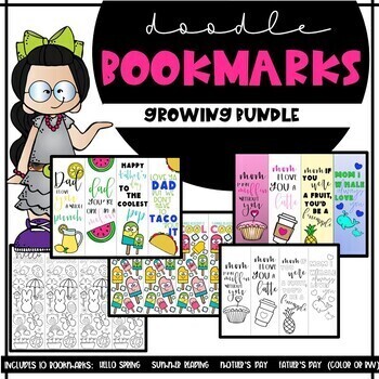 Preview of Doodle & Coloring Bookmarks | Volume 1