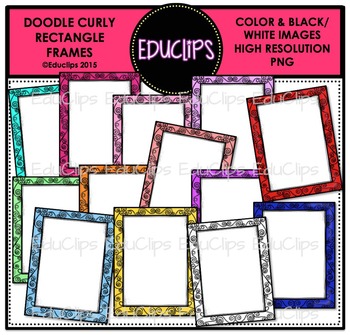 Doodle Curly Rectangle Frames Clip Art Bundle {Educlips Clipart} by ...