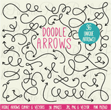 Doodle Curved Arrows Clipart Clip Art - Commercial and Per
