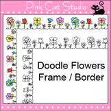 Doodle Flowers Spring Clip Art Page Border
