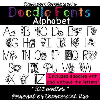 Preview of Doodle Fonts Alphabet (for Personal or Commercial Use)