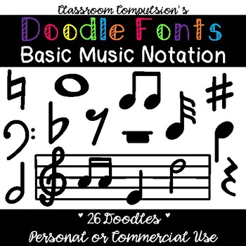 Preview of Doodle Fonts Basic Music Notation (for Personal and Commercial Use)