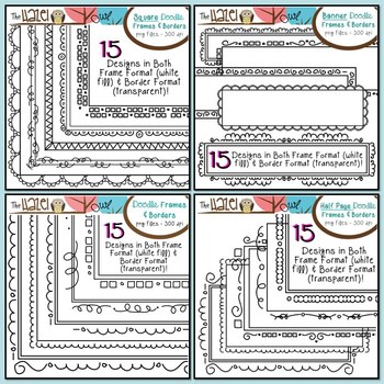 Doodle Frames & Borders MEGA Pack {Save $7 by Purchasing 5 Sets in 1!}