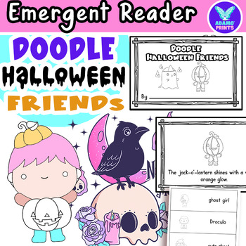 Preview of Doodle Halloween Friends Emergent Reader Kindergarten ELA Activities NO PREP