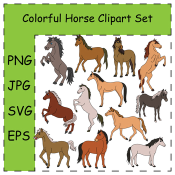 Preview of Doodle Horse Clipart Set. Hand-drawn Kawaii Horse Collection | Commercial Use