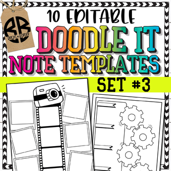 Preview of Doodle It Note Templates Editable Set #3