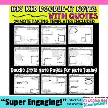 Preview of Doodle-It Notes: Templates : "Notes with Quotes" Organizers
