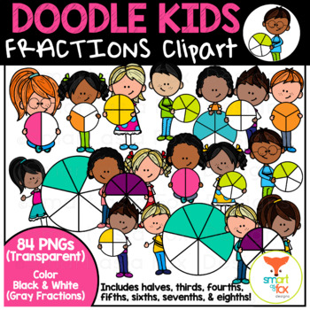 Preview of Doodle Kids Fractions Math Clipart