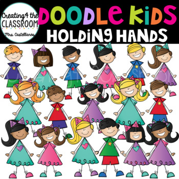 school kids holding hands clip art
