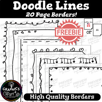 Preview of Doodle Lines Page Borders! Black and White Writing Frames [Clipart for Teachers}