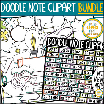 Preview of Doodle Note Clipart BUNDLE Sketch Note Images & Headers Make Your Own Templates