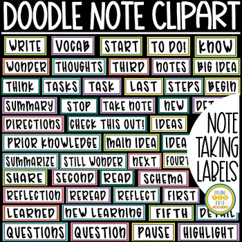 Preview of Doodle Note Labels Clipart Sketch Note Outline Headers Make Your Own Templates