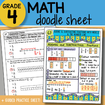 Preview of Doodle Sheet - Adding & Subtracting Fractions with Models - PPT Included