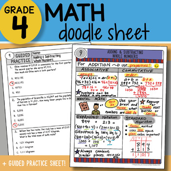 Preview of Math Doodle - Adding & Subtracting Whole Numbers - So EASY to Use! PPT Included