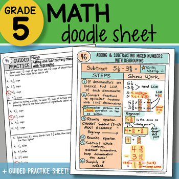 Preview of Math Doodle - Adding and Subtracting Mixed Numbers - Regrouping