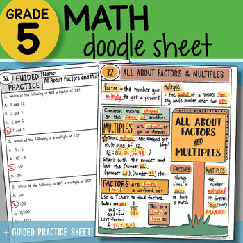 Preview of Math Doodle - All About Factors and Multiples - PPT Included!