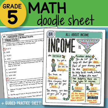 Preview of Math Doodle - All About Income - So EASY to Use! PPT Included!
