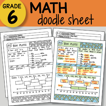 Preview of Math Doodle Sheet - Box Plots - EASY to Use Notes - PowerPoint included w key