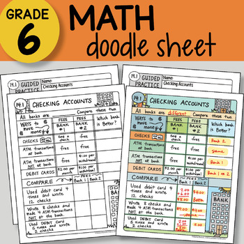 Preview of Math Doodle Sheet - Checking Accounts - EASY to Use Notes - PowerPoint included!