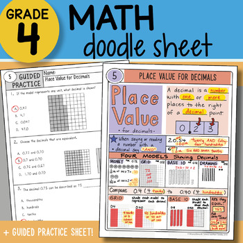 Preview of Math Doodle Sheet - Place Value for Decimals - So EASY to Use! PPT Included!